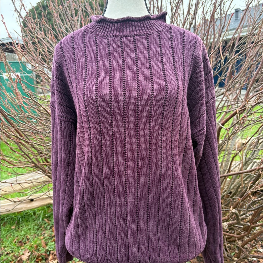 Vintage 1990s Maroon Rib Knit Sweater – Canadian Company Sz Lg